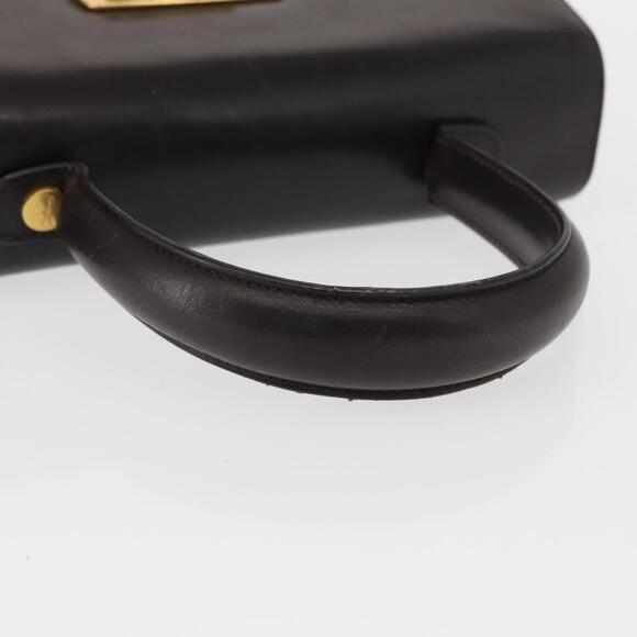 Salvatore Ferragamo Gancini Hand Bag Leather Black Gold Auth 153902 - Picture 7 of 16